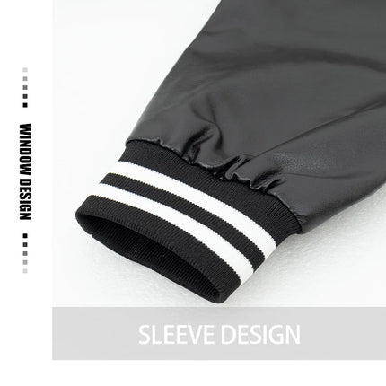 Men's Casual Varsity Jacket Racing Letterman Baseball Coat Vintage Embroidery Outerwear Streetswear with Faux Leather Sleeves