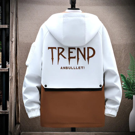 Windbreaker Regular Zipper Jacket 2023 Spring Men's Hooded Trend Printed Jacket Hip Hop Top Men's Low Price