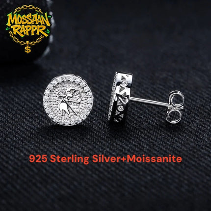 MossanRappr 0.4cttw Moissanite Angel Iced out Hip Hop Orecchini con perno 925 Sterling Silver D Colore Punk Gioielli di moda per gli uomini platinumshop