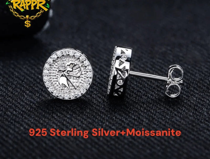 MossanRappr 0.4cttw Moissanite Angel Iced out Hip Hop Orecchini con perno 925 Sterling Silver D Colore Punk Gioielli di moda per gli uomini platinumshop