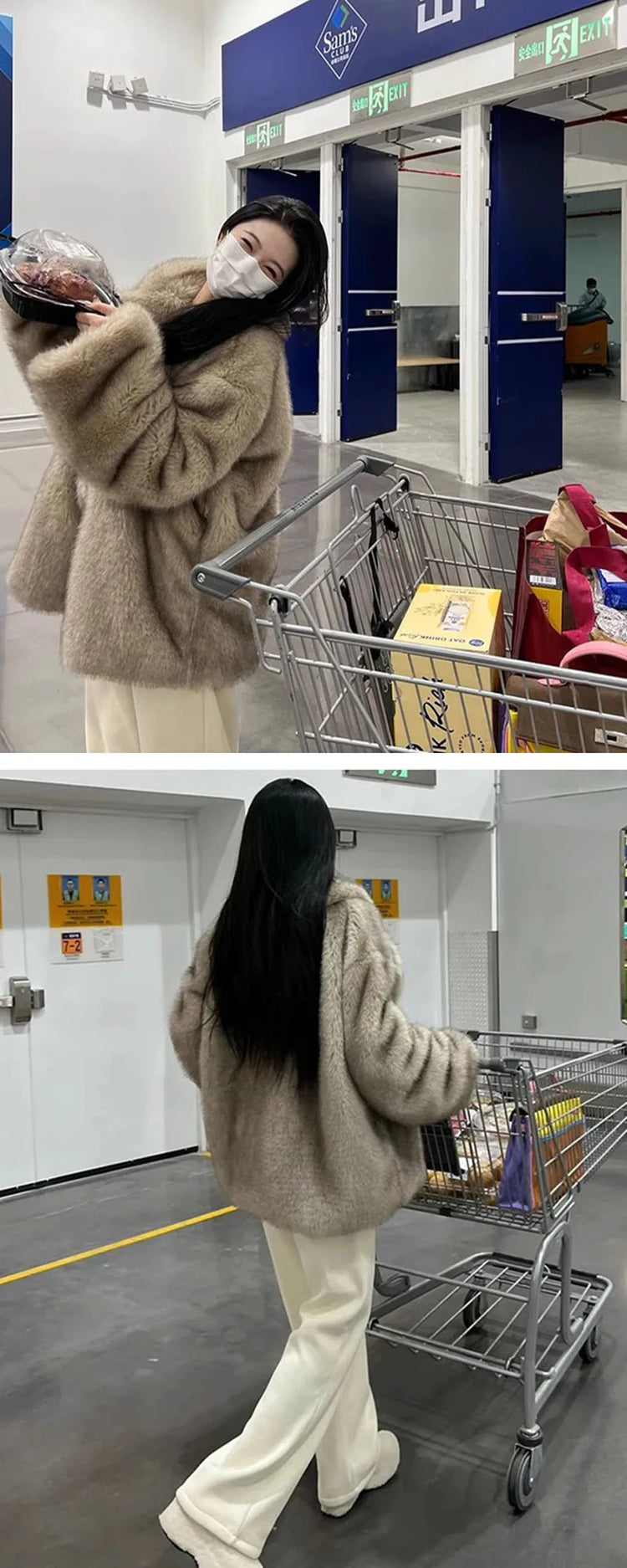 ZADORIN Winter Faux Mink Coat Lapel Mid Long Loose Faux Fur Coat Woman Clothes Luxury Fluffy Jacket Fur Cardigans Ladies Coats