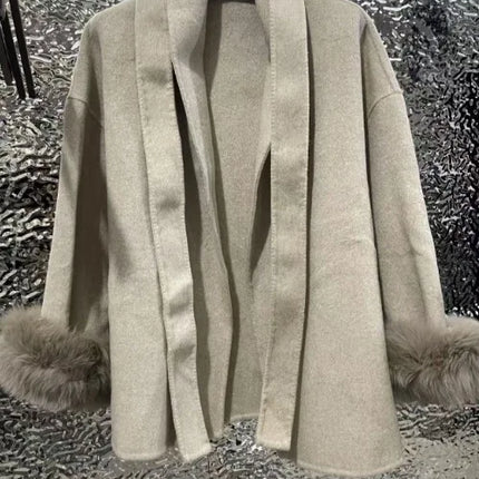 BJTZ Fox Fur Classic Long Double-Sided Pure Wool Coat For Women 2025 New Autumn Winter High-End Woolen Jacket