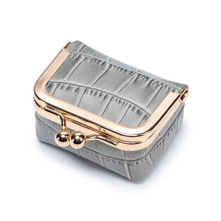 Crocodile Patterned Kiss Lock Coin Purse Square Genuine Leather Leather Jewelry Bag Mini Multifunctional Small Item Bag Storage PlatiNum