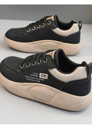 New Women's Shoes 2024 Spring Thick Sole Elevated Shoes Sports Shoes Women's Shoes Student Street Casual Board Shoes PlatiNum