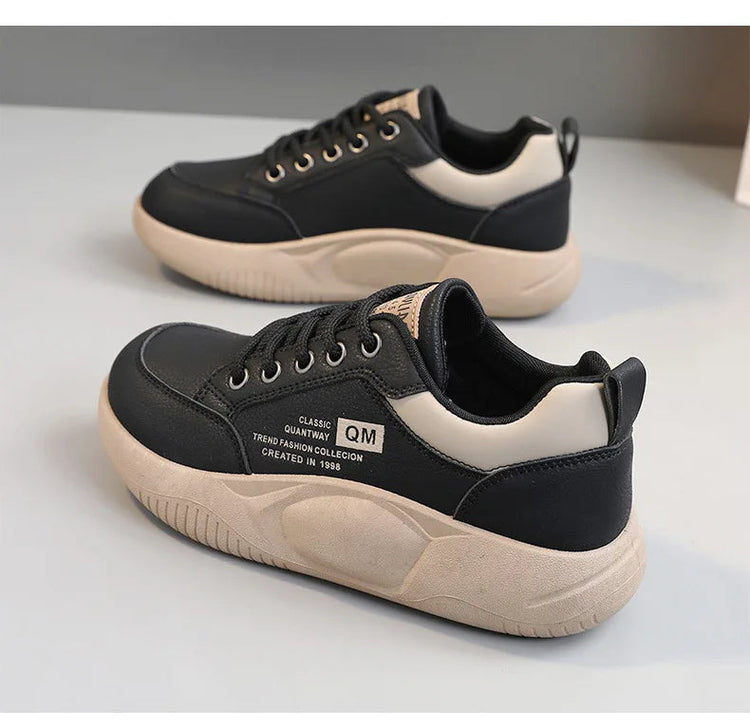 New Women's Shoes 2024 Spring Thick Sole Elevated Shoes Sports Shoes Women's Shoes Student Street Casual Board Shoes PlatiNum