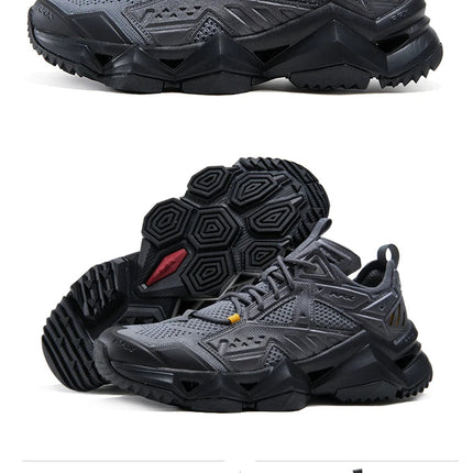 RAX Running Shoes Men&Women Outdoor Sport Shoes Breathable Lightweight Sneakers Air Mesh Upper Anti-slip Natural Rubber Outsole PlatiNum