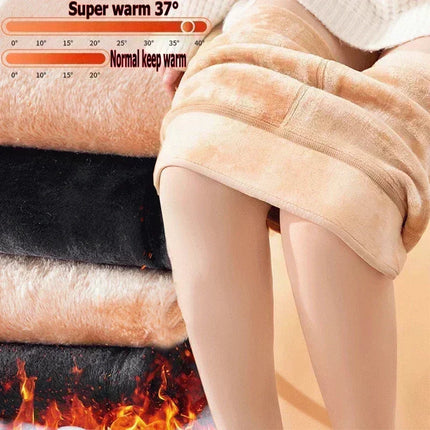 Winter Warm Leggings Women's Thermal Pants Polar Pantyhose Sock Lined Pants Velvet Tights Skin Effect High Waist Wool Leggings PlatiNum