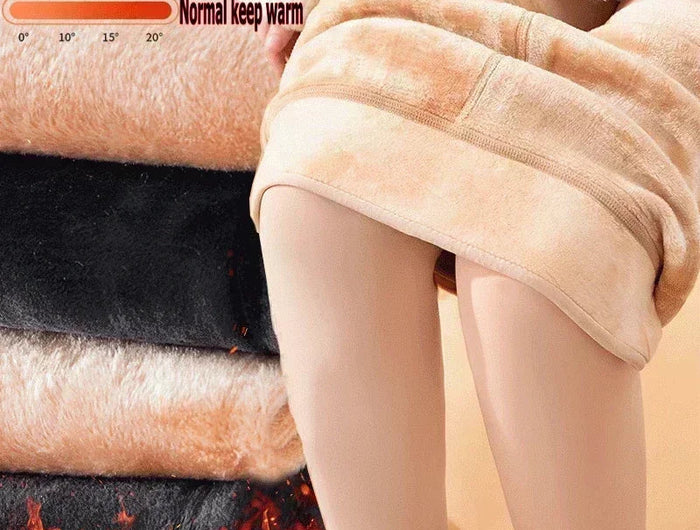 Winter Warm Leggings Women's Thermal Pants Polar Pantyhose Sock Lined Pants Velvet Tights Skin Effect High Waist Wool Leggings PlatiNum