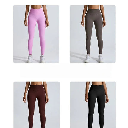 Seamless Women Solid Color High Waist Yoga Pants Sexy Hip-lifting Tight Sports Pants Women Push Up Fitness Workout Yoga Leggings PlatiNum