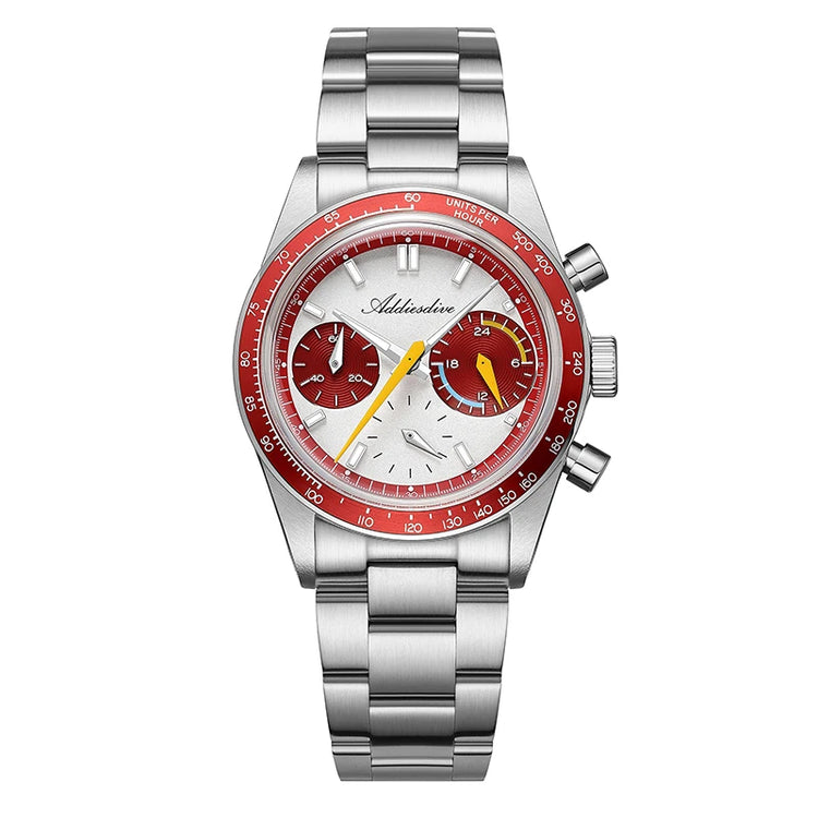 ADDIESDIVE 37mm Watch For Men Chronograph 10Bar Diver BGW9 Luminous Bubble Mirror Glass AD2539 Aluminum Ring VK63 Quartz Watches