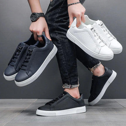 Men's Leather Casual Shoes Versatile Comfortable Breathable Outdoor Sports Board Sneakers