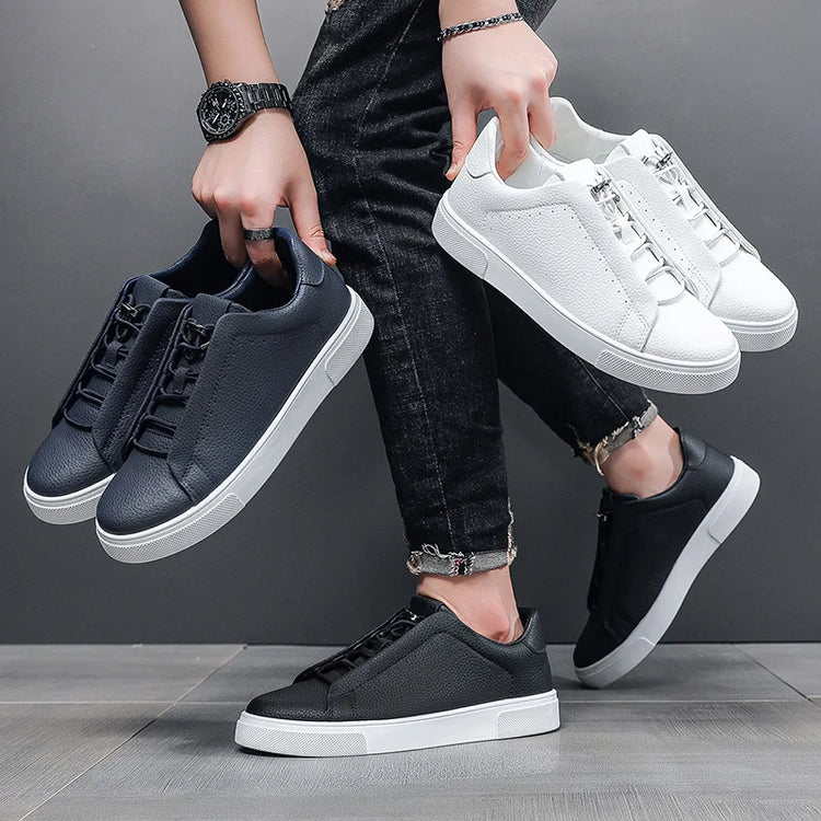 Men's Leather Casual Shoes Versatile Comfortable Breathable Outdoor Sports Board Sneakers