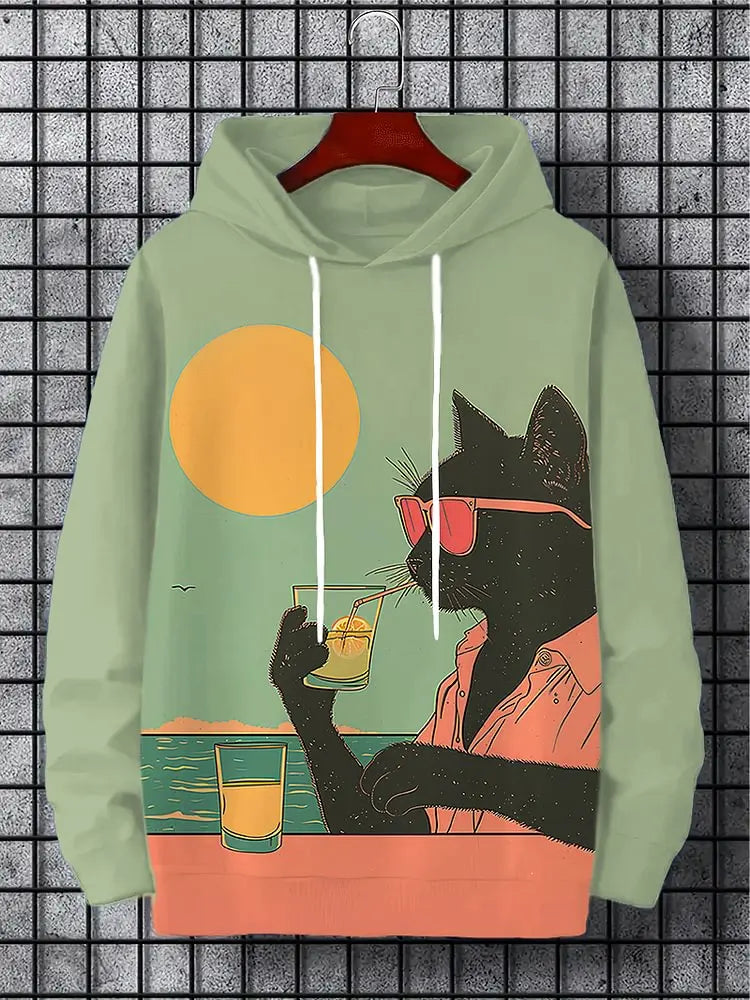 Cartoon Graffiti Cat Pattren Unisex Hoodies Sweatshirt 3D Print Men/Women Tracksuit Coat Harajuku Hoodie Pullover Men's Clothing