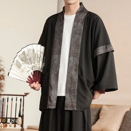 Camicia Samurai Giapponese per Uomo, Stile Sumo, Casual Oversize, Kimono Tradizionale con Stampa Vintage