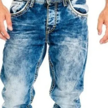New 2025 men's jeans straight leg elastic slim fit jeans men's long pants men's casual pants denim pants loose jeans PlatiNum