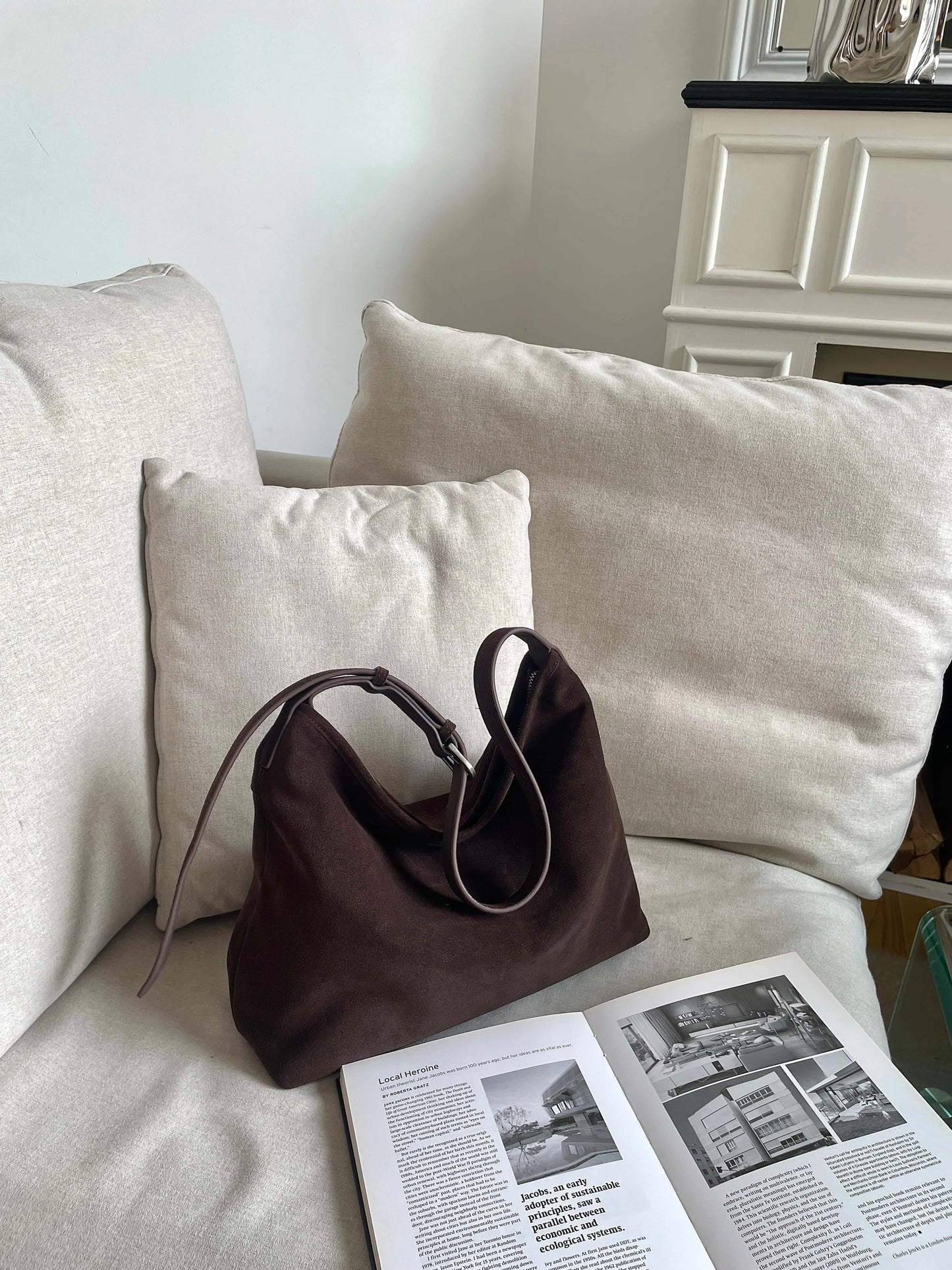 Motingsome Natural Soft Suede Woman Bags Large Capacity Handbag Big Underarm Messenger Bag Shoulder Purse Casual Tote 2025 New