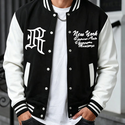 New York And R Art Letter Pattern Baseball Jersey Men'S Autumn Winter Jackets Soft Loose Clothing Sports High Street Clothes