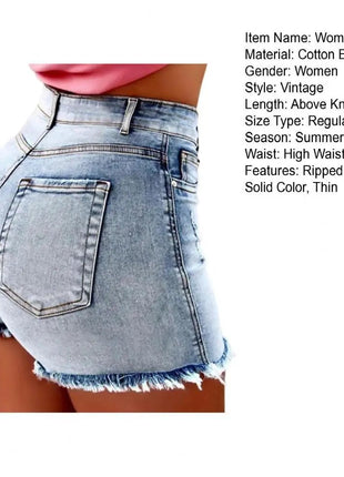 2025 Pantaloncini da donna con bordo strappato effetto consumato retrò Vita alta lavati Tasche laterali slim fit con sollevamento del sedere Pantaloni corti da festa casual da club - platinumshop