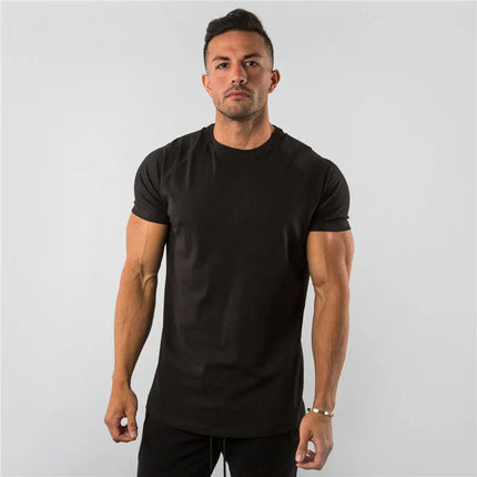 Men's Summer Skinny Casual T-Shirt Short Sleeve Tee Male Gym Fitness Sport Cotton Tops Man Running Workouts Sweatshirt Clothing PlatiNum