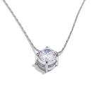 Yhpup Korean Chic Stainless Steel Shiny Cubic Zirconia Cast Delicate Necklace Pendant for Women Daily Waterproof Basic Jewelry PlatiNum