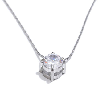 Yhpup Korean Chic Stainless Steel Shiny Cubic Zirconia Cast Delicate Necklace Pendant for Women Daily Waterproof Basic Jewelry PlatiNum