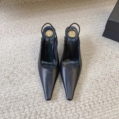2026Women's Springand SummerPointed StilettoHigh HeelsBaotouCommutingSandals FrenchStyle VersatileRear StrapFashion BanquetShoes