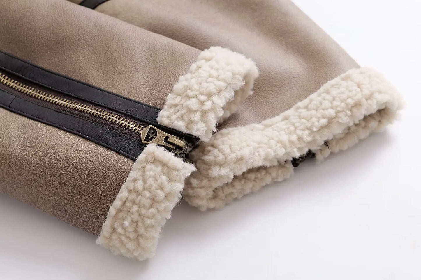 KONDALA Fall Winter Fleece Stand-up Jacket Women's Casual Thickened Warm Zipper Coat 2025 Fashion Retro Motorcycle Style Jacket