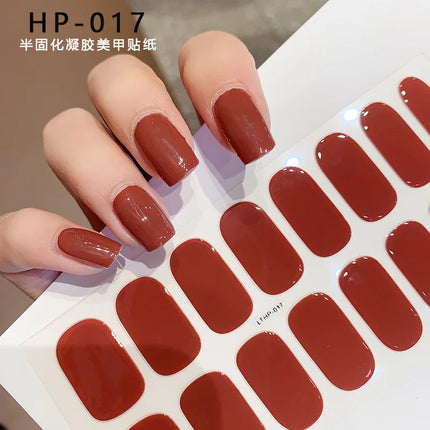 Semi Cured Wraps Fast Gel Nail Sticker Soild Nail Gel Wraps Adhesive Full Cover Gel Nail Decal UV Lamp Cured Manicure Decoration2028
