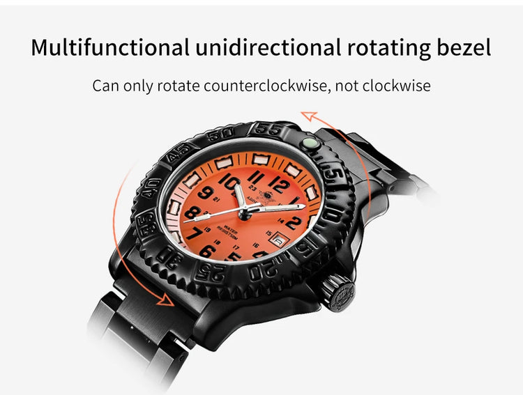ADDIESDIVE 44mm Men's  Wrist Watch 50m Water Resistant Large Luminous Dial Date Display Stainless Steel Men's Quartz Watch