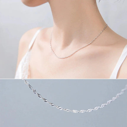 925 Sterling Silver 1.1mm Thin Rolo Chain, Water Wave Chain, Necklaces for Women Fashion Jewelry DIY Matching Wholesale PlatiNum
