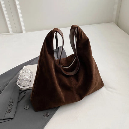Women Suede Shoulder Bag with Zipper Hobo Bags Large Capacity Handbag Slouchy Bag Commuter Travel Bag Purses and Handbags PlatiNum