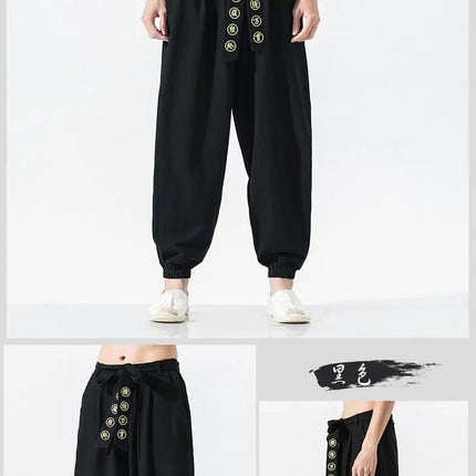Pantaloni Kimono giapponesi ricamati pantaloni larghi Harajuku Casual da uomo 2023 abbigliamento tradizionale asiatico costume stile Yukata Harem