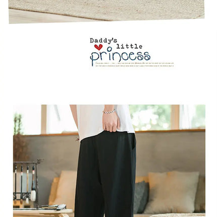 Pantaloni di lino da uomo in stile cinese Pantaloni a gamba larga da uomo con cavallo basso Pantaloni da uomo HipHop Pantaloni al polpaccio Pantaloni da pista Streetwear