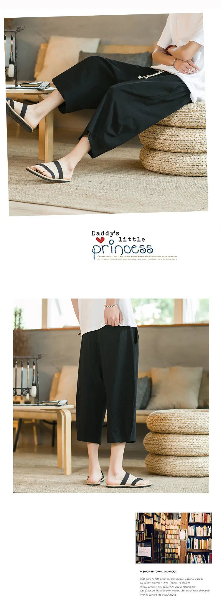 Pantaloni di lino da uomo in stile cinese Pantaloni a gamba larga da uomo con cavallo basso Pantaloni da uomo HipHop Pantaloni al polpaccio Pantaloni da pista Streetwear