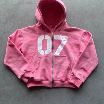 Streetwear Y2k Zipper Hoodie New Two Piece Set Hip Hop Digital Print Hooded Men Women Sweatshirts Drawstring Casual Sports Pant PlatiNum