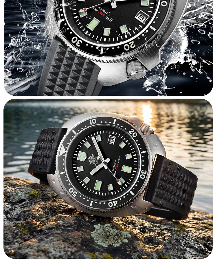 ADDIESDIVE Luxury Men's Automatic Watch Ceramic Bezel Sapphire Glass 200m Waterproof Ultra Bright Blue Luminous Diving Watch