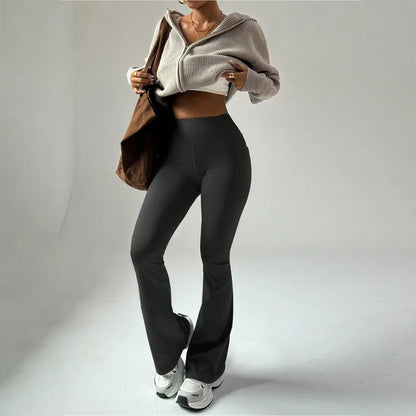 Women's Thermal Fleece Wide Leg Yoga Pants High Waisted Booty Lifting Outdoor Fitness Leggings High Stretch Lounge To Trail Wear