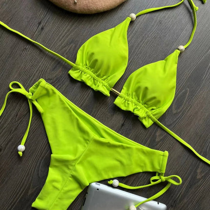 RUOTONGSEPT 2025 Nuovo Sexy Costume da Bagno Triangolare in 13 Colori per Donne, Bikini Brasiliano, Costume Push-Up, Set Bikini da Spiaggia platinumshop