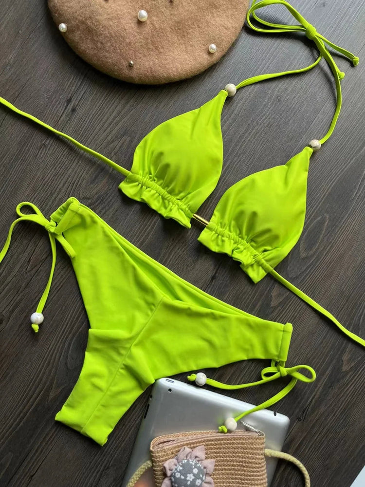 RUOTONGSEPT 2025 Nuovo Sexy Costume da Bagno Triangolare in 13 Colori per Donne, Bikini Brasiliano, Costume Push-Up, Set Bikini da Spiaggia platinumshop