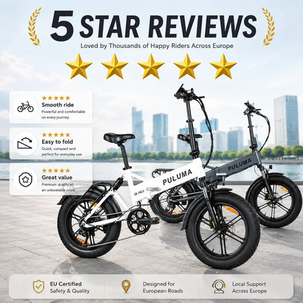 Bicicletta elettrica pieghevole PULUMA FM2.0 con motore da 500W, batteria rimovibile 48V15AH, pneumatici all-terrain da 20*4 pollici, e-bike da montagna per adulti, velocità 25-40km/h, freni a disco idraulici a 7 velocità,