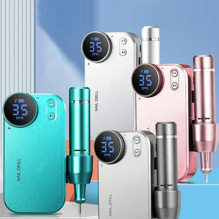 Professional Wireless Charging Electric Nail Drill Machine, 4500mAh Battery, Long Lasting Runtime, Remove Gel Nails, Nail Shaping & Polishing, Manicure Pedicure Kit for Home & Salon Use