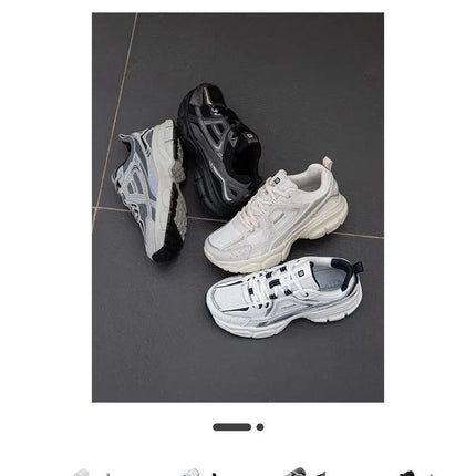 Baasploa Women Running Shoes Lightweight Breathable Sport Shoes Female Comfort White Casual Sneakers Height Increase Cushioning PlatiNum