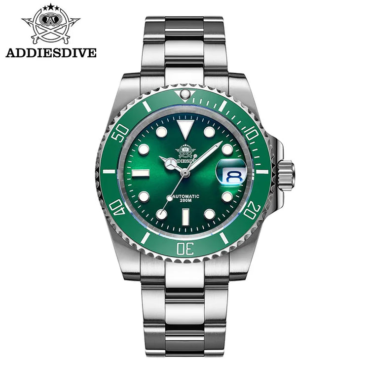 ADDIESDIVE AD2503 Luxury Men Watch Water Sapphire Glass Waterproof 200M C3 Super Luminous Calendar Automatic Mechanical Watch