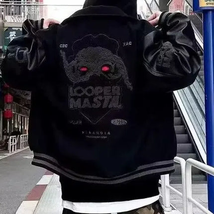 European and American Fashion Y2K Hip Hop Letter Embroidered PU Leather Jackets Couple Loose Leather Jackets Streetwear Men