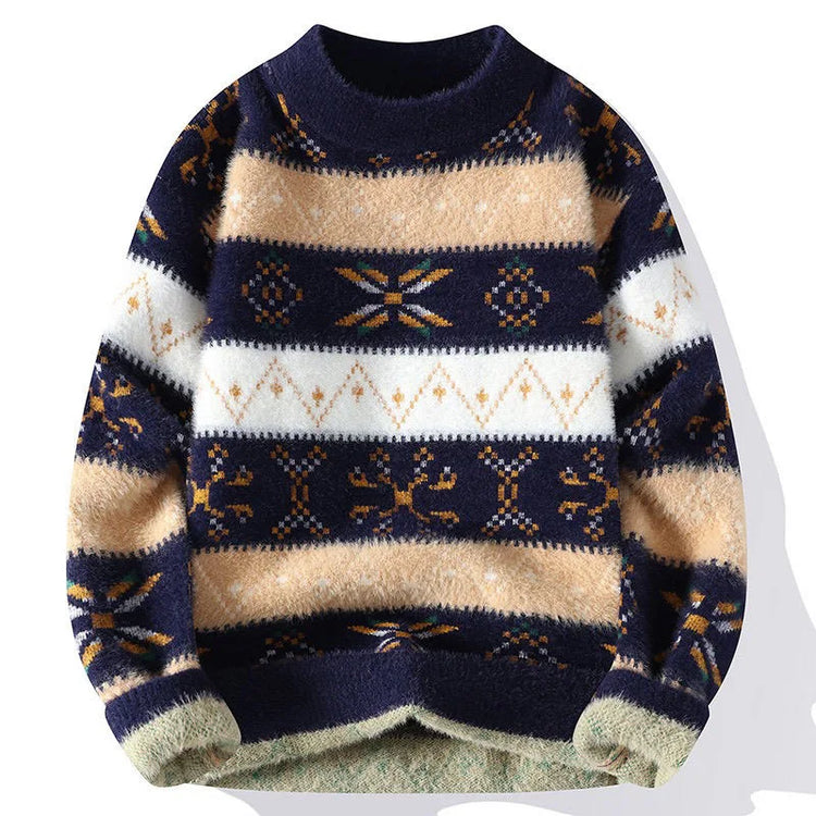 High Quality Sweater New Fashion Trend Printed Thickened Warm Knitted Sweater Autumn/winter Men's Casual Loose Sports top