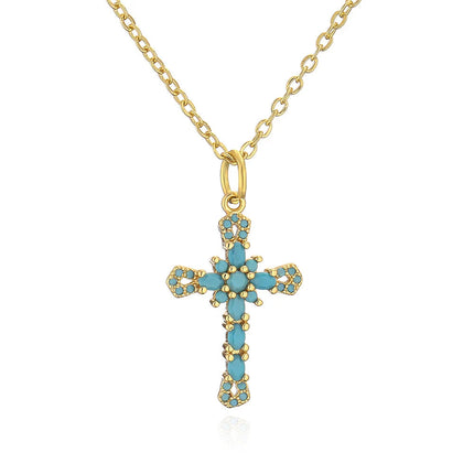 Fashion Female Cross Pendants Dropshipping Gold Color AAA CZ Stone Cross Pendant Necklace Jewelry For Men/Women Wholesale PlatiNum