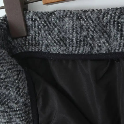 YENKYE 2025 Women High Waist A-line Mini Woolen Skirt Office Autumn Winter Elegant Skirts PlatiNum