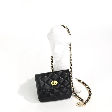 Women's Leather Slanting Belt Bag Detachable Adjustable Chain Strap Shoulder Bag Fashion Wallet Hanging Pouch Belt Bag PlatiNum