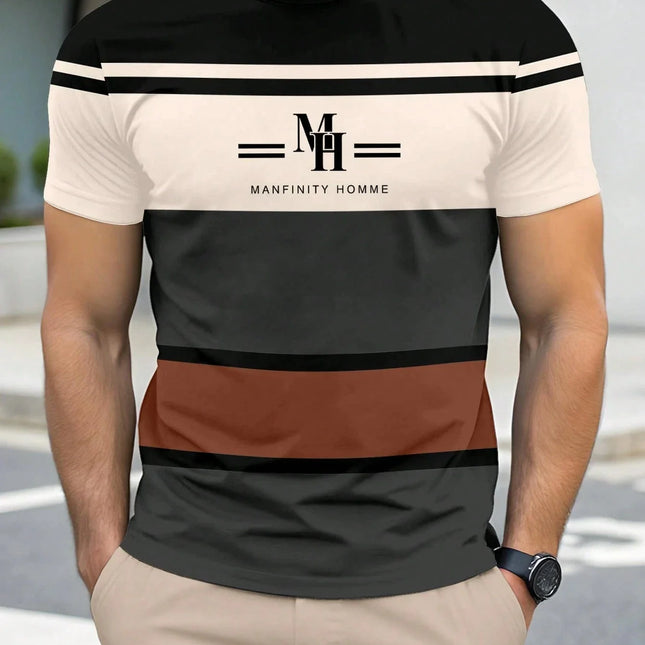 "2025 New Trend Uomo Stampa a righe minimalista Abbigliamento fitness traspirante casual a maniche corte ad asciugatura rapida.