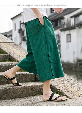 Pantaloni da samurai giapponesi Kimono da uomo Pantaloni casual in cotone retrò da uomo Pantaloni larghi casual Hip Hop Harajuku di alta qualità da uomo